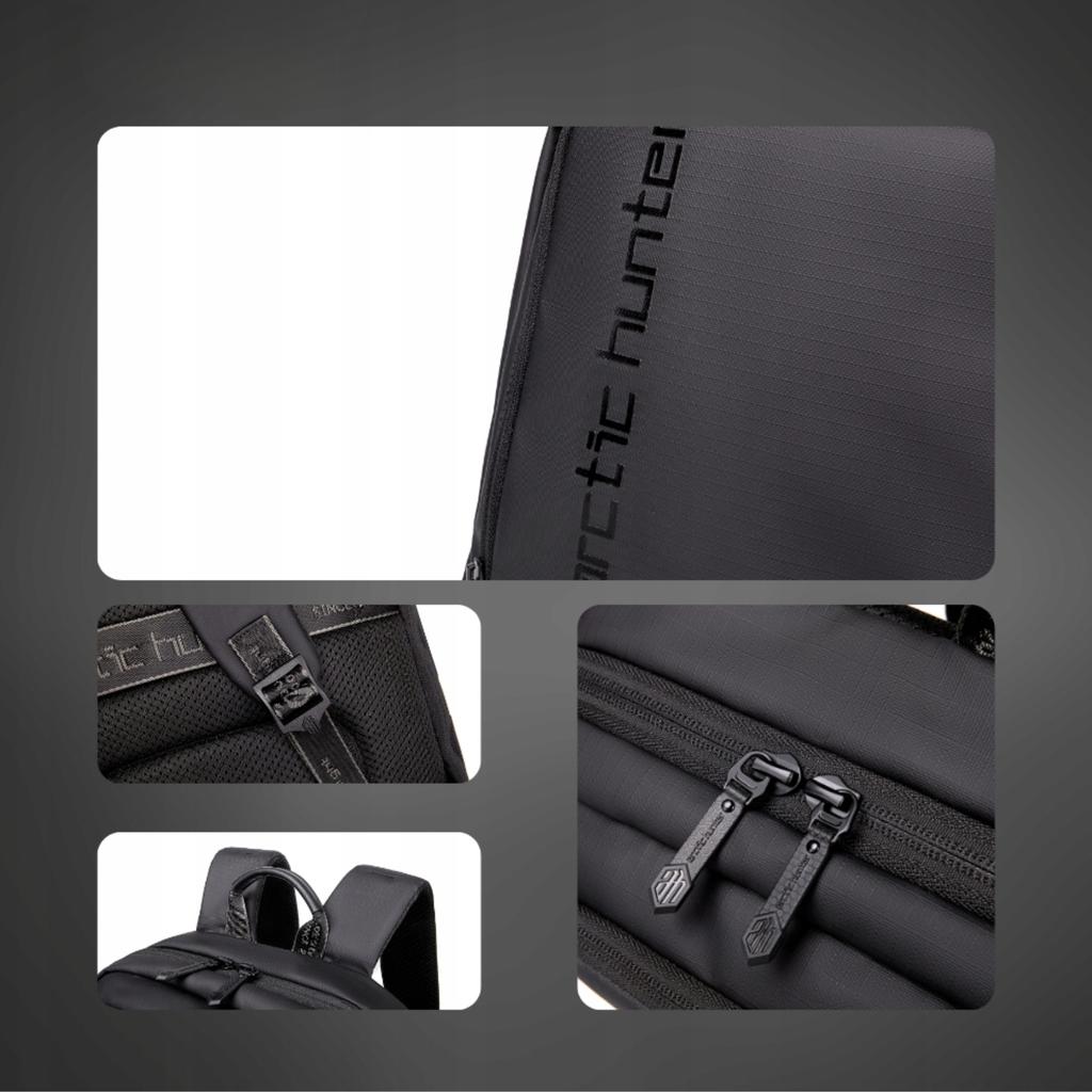 Szary plecak biznesowy miejski, wodoodporny, 22 l, na laptopa 15,6", stylowy i funkcjonalny. arctic hunter b00529 grey.