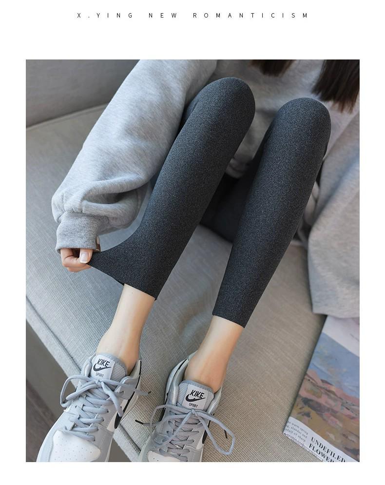 Plus Size High-Waisted Women's Pants - Warm Fleece Base Layer for Autumn and Spring