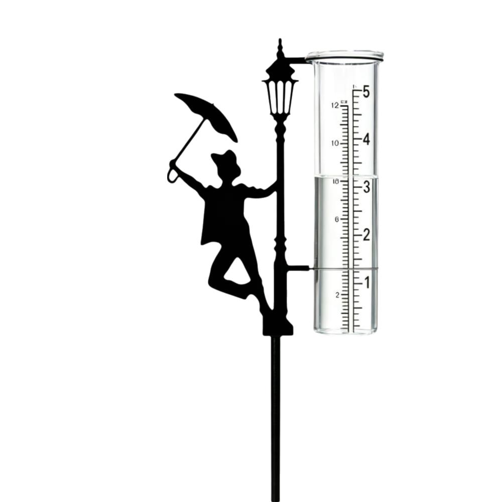 Rustproof Metal Frog Rain Gauge Stake Removable Garden Stake Rain Water Collector Bird Watching