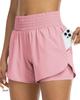 Women's High-Waisted 2-in-1 Quick-Dry Shorts with Zipper Pocket Elastic Waist for Workout Running Gym Yoga Fitness Sportswear