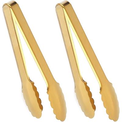 Paquete de 2 Pinzas para Servir Doradas Utensilios para Servir Pinzas para Ensalada Pinzas para Buffet Antideslizantes Fácil Agarre Acero Inoxidable Chapado en Oro Pinzas para Servir Buffet Ensalada Hielo Horno