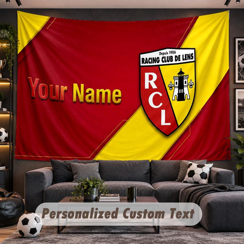 Wall Hanging Tapestry Custom Nameracing club de lens Pattern Personalized Printed Fabric Wall Decor