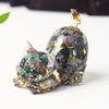 1.77in Resin Cat Statue with Tail, Natural Crystal Gemstone Figurine, Feng Shui Spiritual Decor for Halloween Christmas Gift