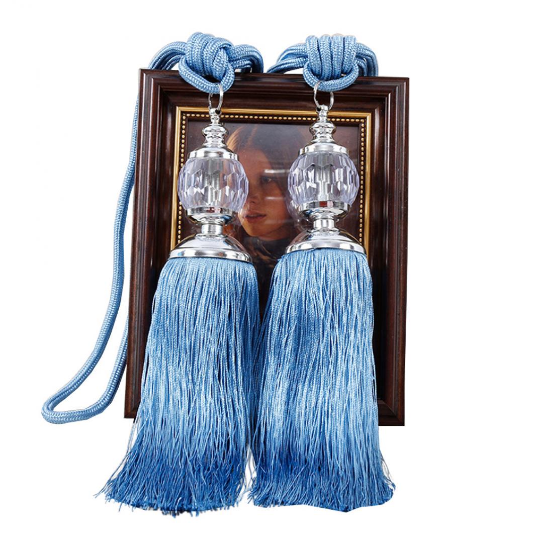 

Европейский искусственный кристалл, 1 пара кисточек, веревка с бахромой, занавеска, декор для окна, шторы синий