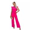 2024 European & American High-Waisted Tie-Up Jumpsuit - Solid Color, Long Pants, Women's Commuter Wear