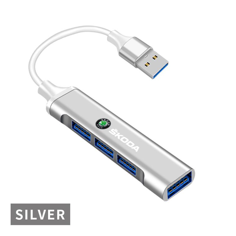 4 Ports USB 3.0 HUB TYPE-C Multi High Data Transmission Car Adapter for Skoda Fabia Kodiaq Kamiq Superb Yeti Octavia Enyaq Rapid Karoq Derivati