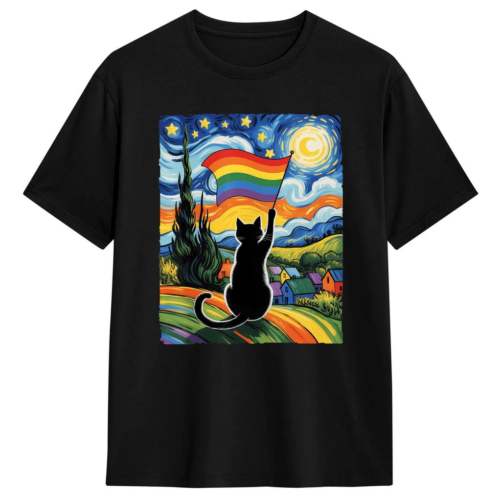 Huunisex Lgbt Flag Gay Pride Month Tshirt Unisex Awesome Tshirts Summer Crewneck Harajuku Tees Dropshipping Oversized Tops