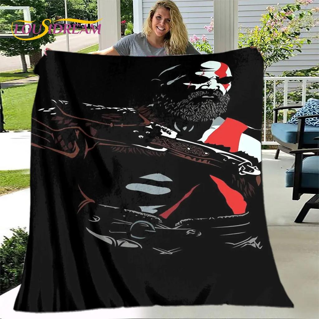 God of War Spiel Spieler Weiche Plüschdecke, Flanelldecke Überwurfdecke für Wohnzimmer Schlafzimmer Bett Sofa Picknick Abdeckung Bettdecke