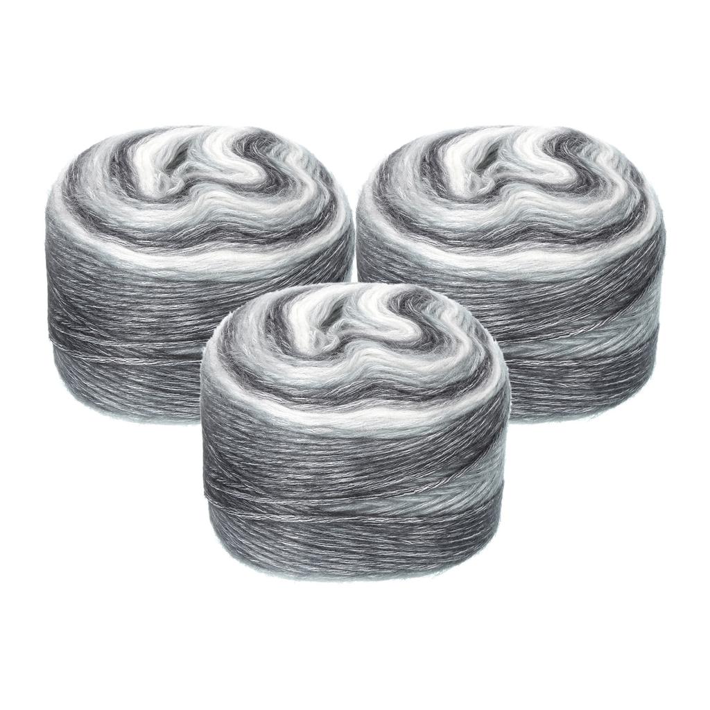 3Pcs Gradient Cake Cotton Yarns, Soft Rainbow Yarn Ball for Knitting and Crocheting Craft Project (300g X 3, 245M L Each) 100g