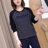 Women's Striped Raglan Sleeve Slim Fit Top - Spring/Autumn 2025, Round Neck, Long Sleeve, Contrast Color