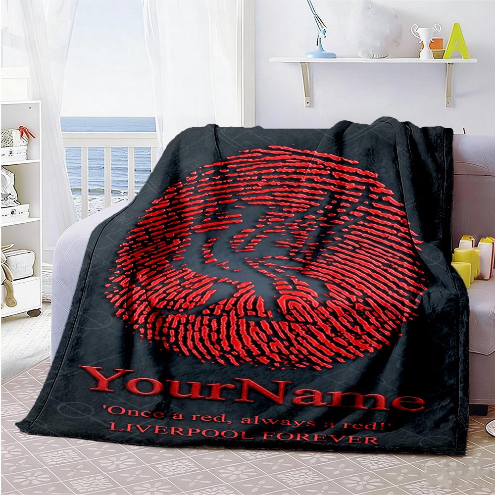 Liverpool Customize Your Name Blanket Cozy Customizable Blanket Soft & Cozy for Office Chair Living Room Bedding Livingroom Four Seasons Multipurpose
