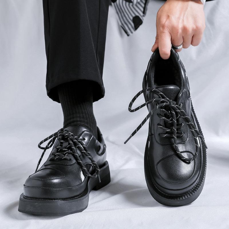 2024 spring and summer casual fashion versatile men's leather shoes niche youth big head leather shoes new 60710-R