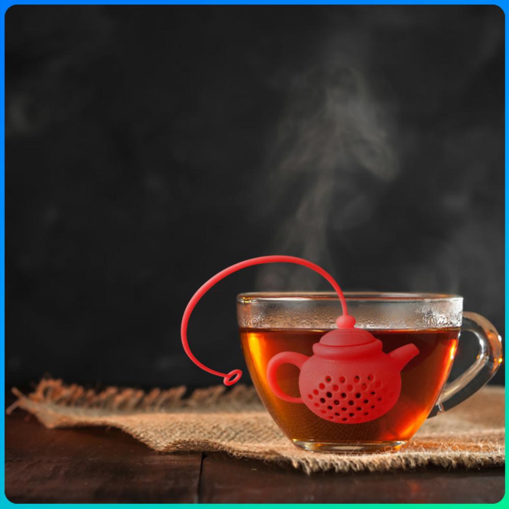 Teapot Shape Tea Infuser Reusable Silicone Tea Filter with Long Handle Tea Steeper for Loose Leaf Tea Spices and Seasonings
