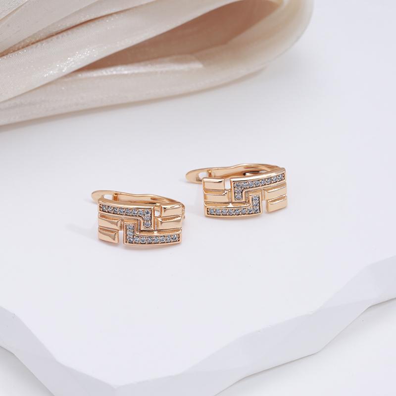 Kinel Carving Rose Gold Color Drop Earrings For Women Vintage Natural Zircon Fine Jewelry