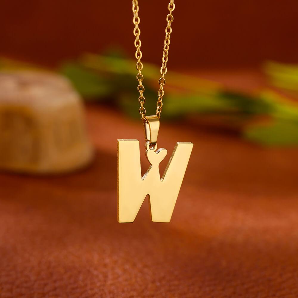Stainless Steel Heart Initial Letter Necklace for Women Gold Plated Alphabet Pendant Necklaces Vintage Waterproof Jewelry Gifts