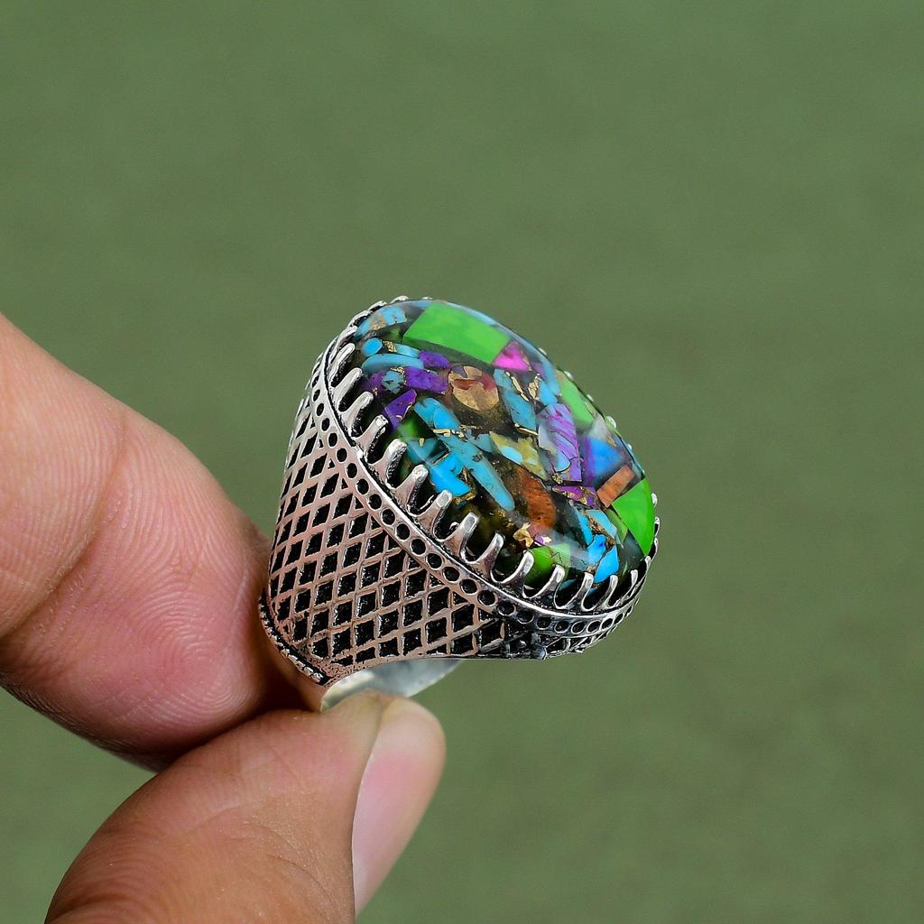Fiesta Kingman Turquoise Ring 925 Sterling Silver Ring Handmade Designer Jewelry Multi Copper Turquoise Gemstone Ring Available In Ring Size