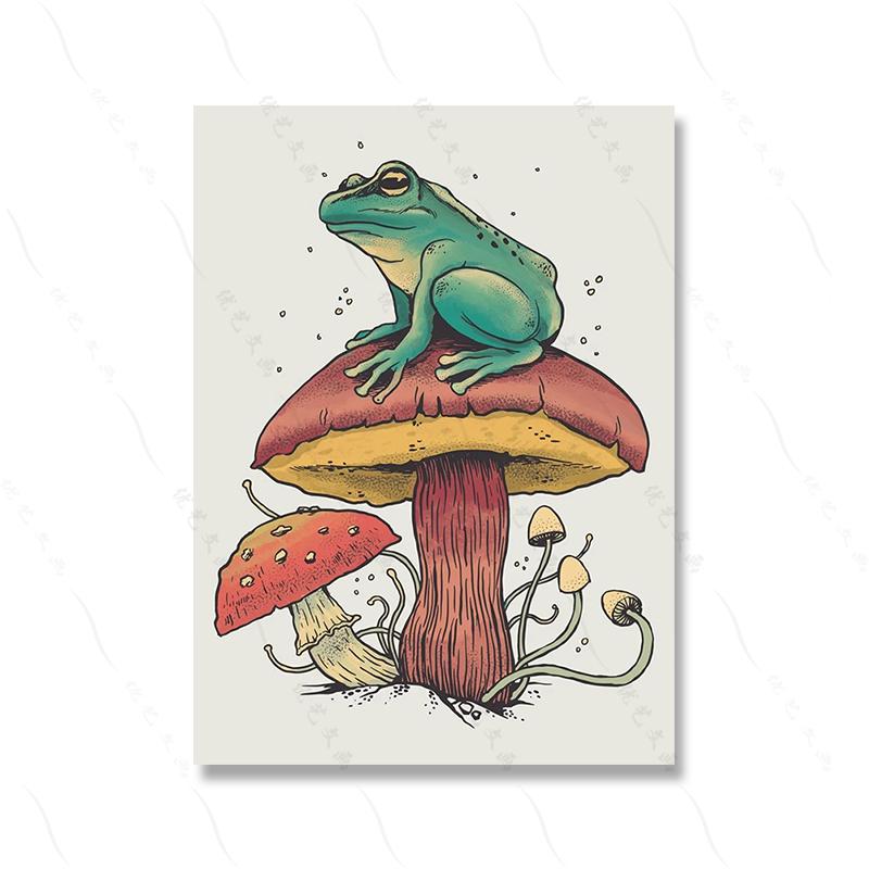 Frog Mushroom Umbrella Cartoon Game Hd Poster Print Animal Comics Canvas Painting Kids Room Home Decor Anime Art Wall Picture