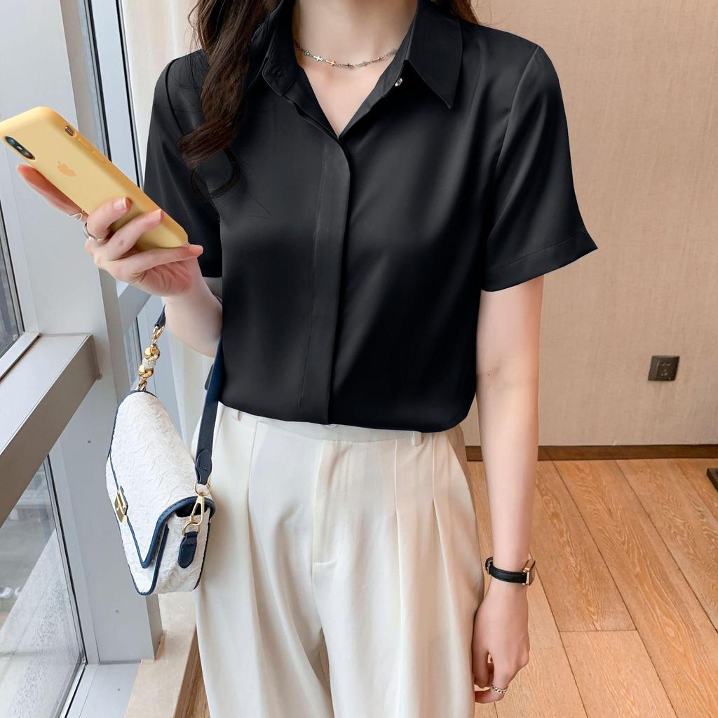 Damska biała satynowa koszula formalna z długim rękawem 2025: Odporna na zagniecenia, wysokiej klasy odzież profesjonalna na jesień/zimę do nauczania i na rozmowy kwalifikacyjne