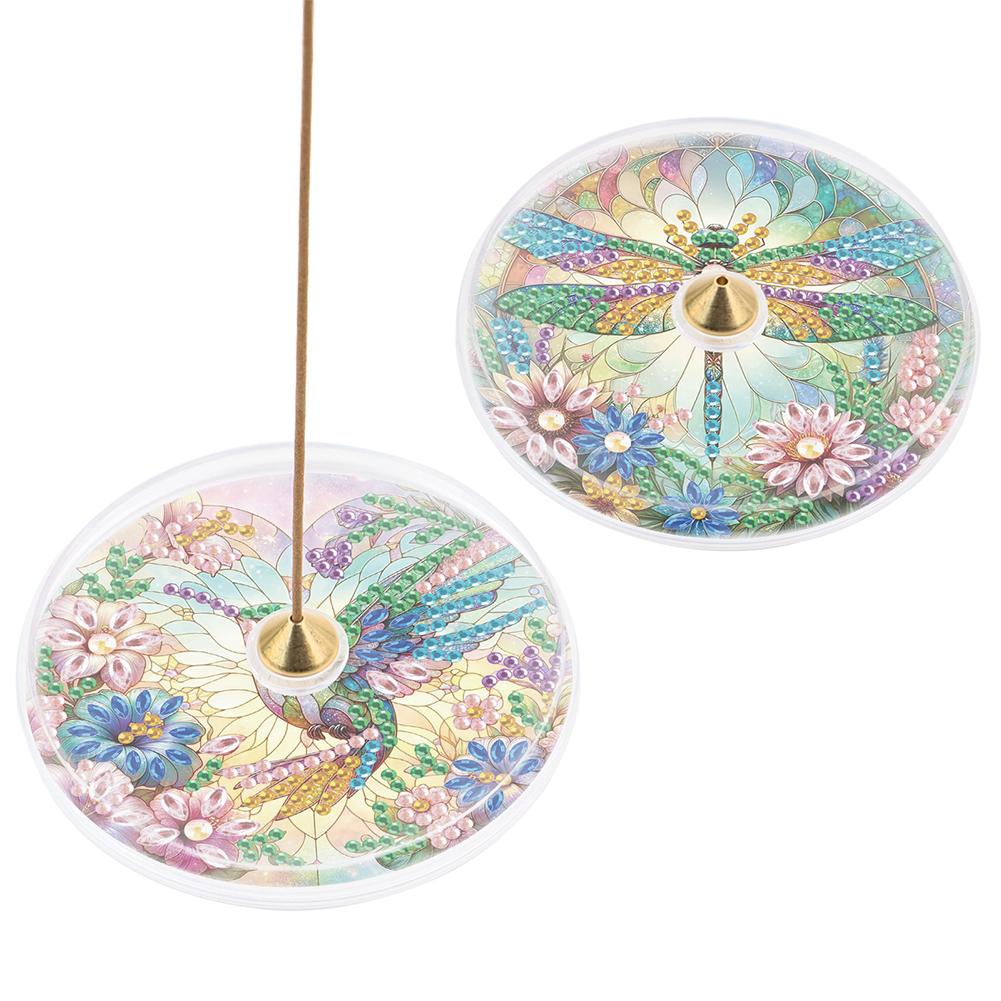 2Pcs Acrylic Special Shaped Exquisite Pattern Diamond Painting Incense Holder Diamond Painting Aroma Stand for Yoga Meditation