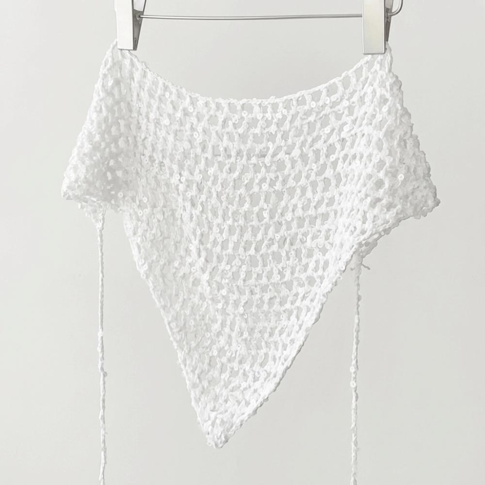 Multi-functional Triangular Scarf Bohemian Hollow Shawl Retro Fart Curtain  Female белый