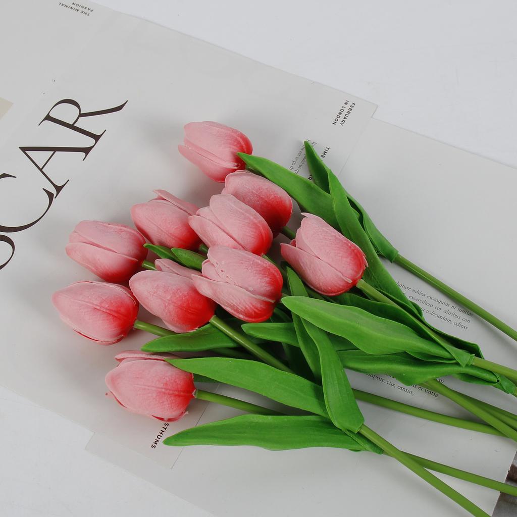 10 Pcs Tulips Simulated Flower Wedding Fake Flower Bouquet Shooting Props Home Living Room Decoration PU Simulated Flower