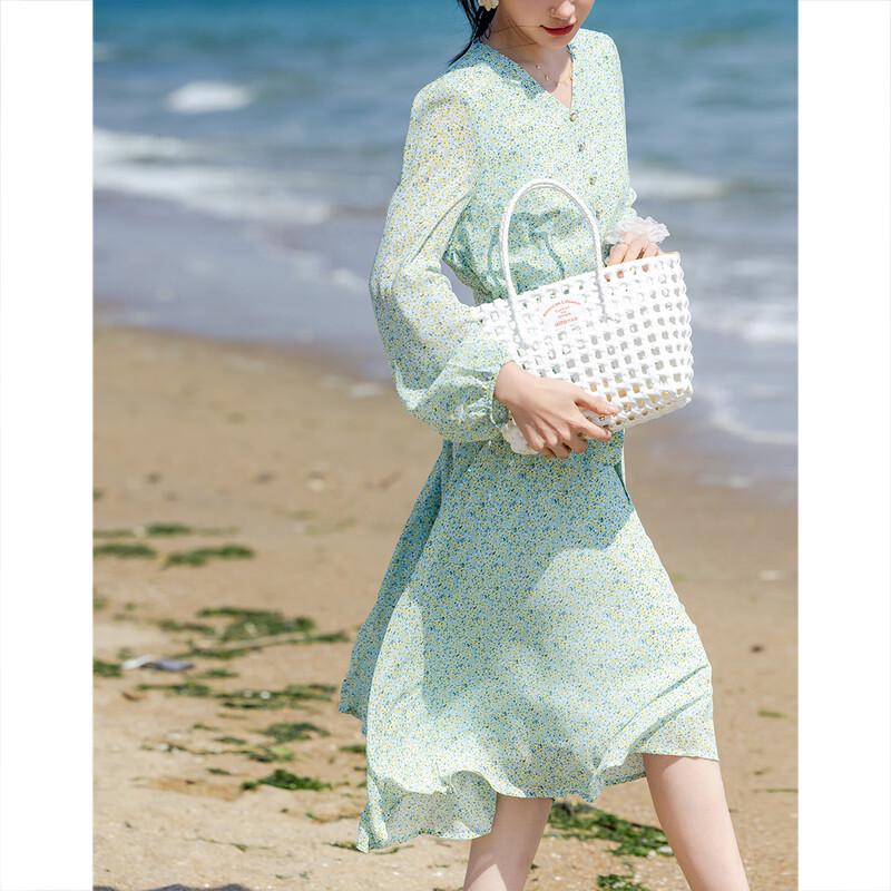 DME Sweet Floral Chiffon A-line Midi Dress