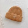 2Pcs/Set Knitted Hat Scarf Set Heart Embroidery Pattern Kids Brimless Hat Long Scarf Set Soft Breathable Winter Accessory