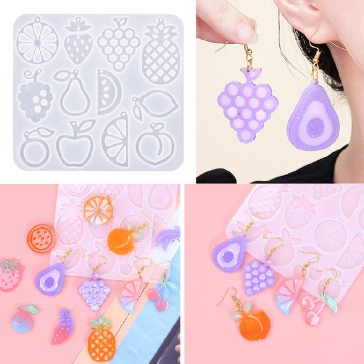 Silicone Earring Molds Resin Drop Jewelry Moulds Fruit/Vegetable Series Jewelry Making Molds for Kids and Teens Crafting