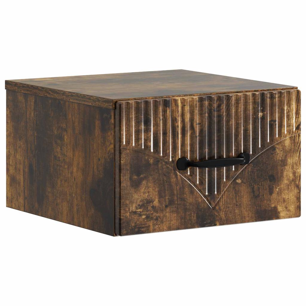 Wall Mounted Nightstand Smoked Oak 34.5 x 33 x 20 cm