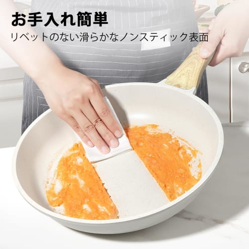 GiPP 20cm Induction Compatible Frying Pan, Lightweight, Non-Stick, with Heat-Resistant Handle, Marble Coat, Healthy, Easy To Clean, PFOA/PFOS Free, Wh