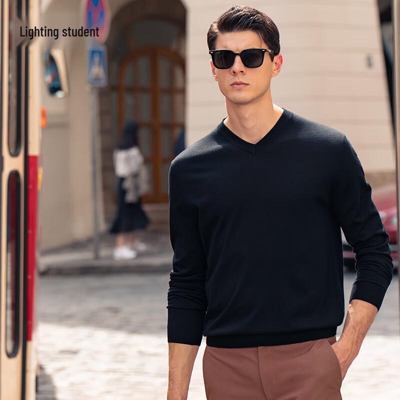 

Men s V-Neck 100% Wool Knit Sweater L (175)