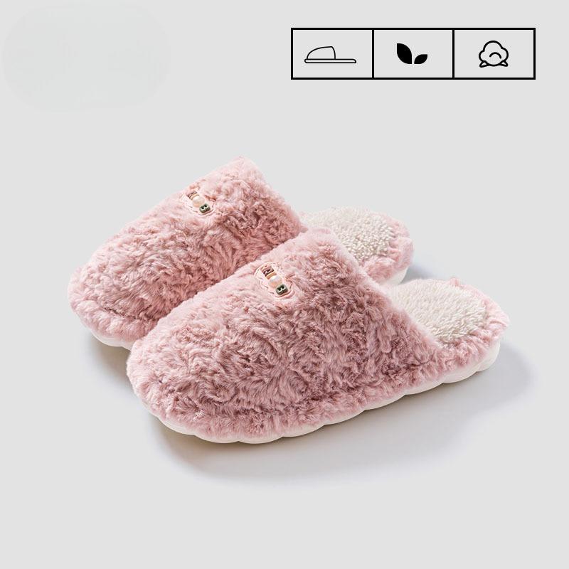 Cotton Shoes for Women's Indoor Home Use, Anti-slip Soft-soled Warm Plush Slippers