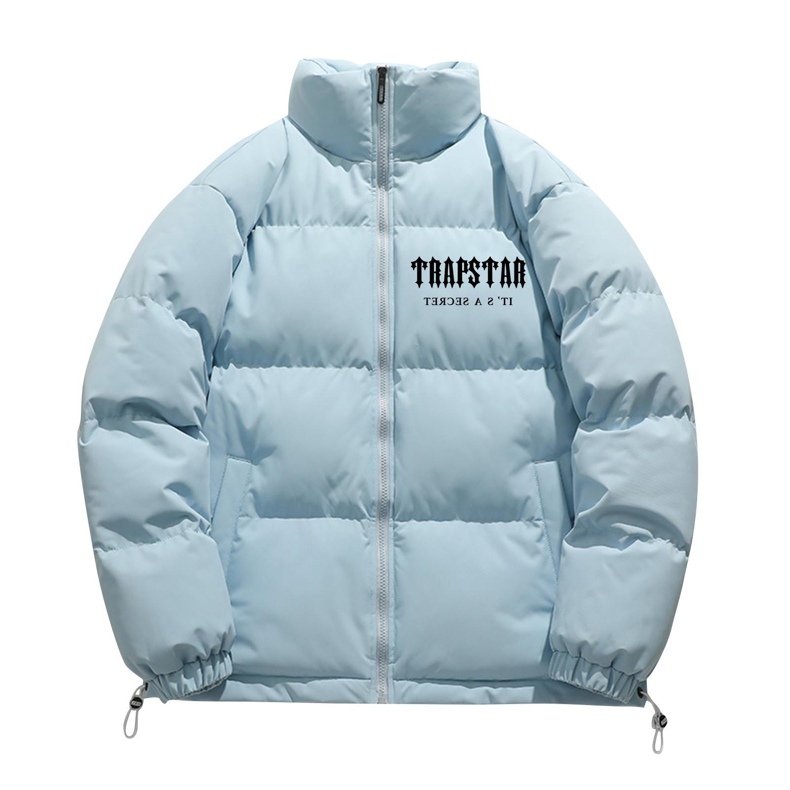 

Mens And Womens Identical Cotton Jacket Winter Thickened Warm Cotton Long Sleeved Jacket Trendy Short Down Cotton Overcoat M небо синє кольору