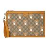 Borsa da polso a pochette GG Supreme in tela con stampa Orsetto e finiture in pelle marrone per uso quotidiano unisex di lusso