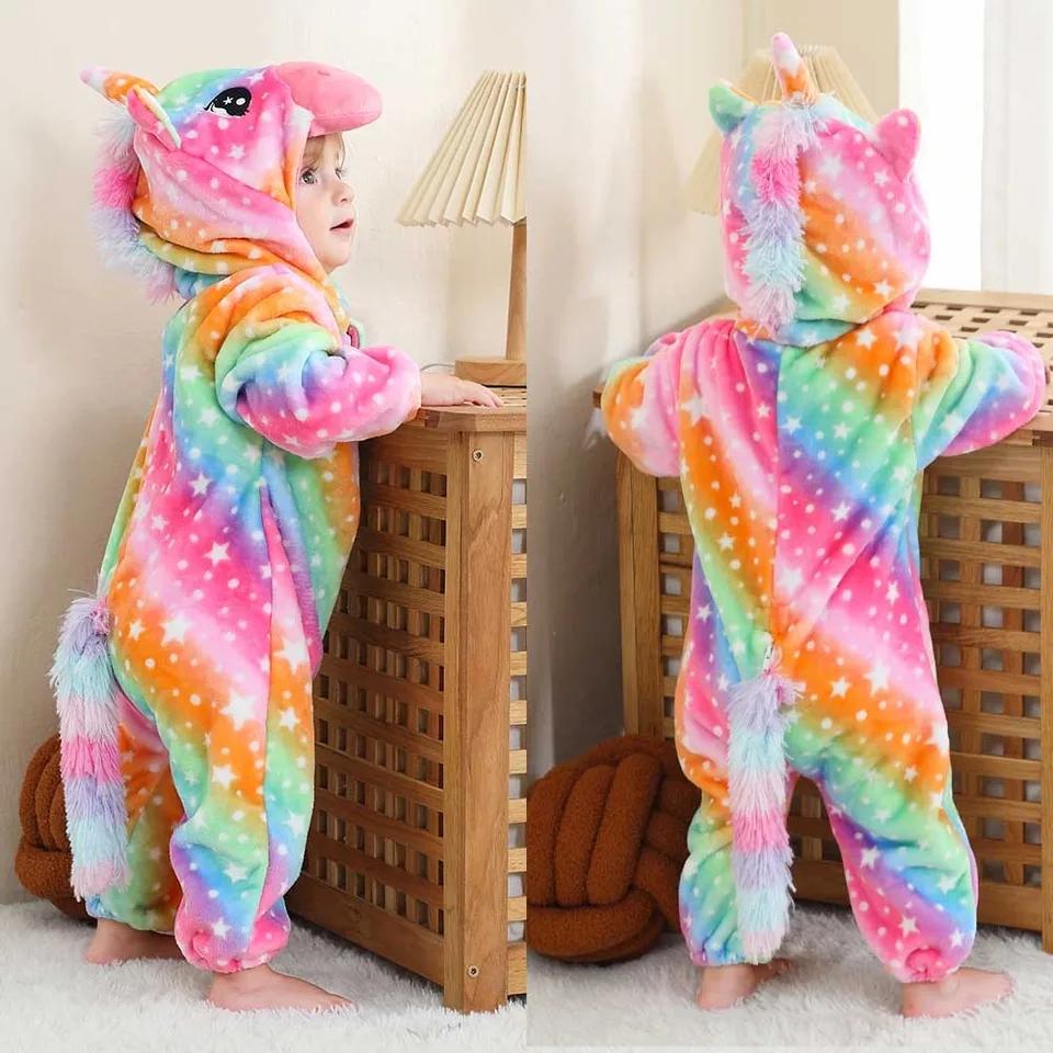 Cute Monkey Tiger Dinosaur Cosplay Costumes Boys Girls Toddler Animal Jumpsuit Baby Rompers Infant Clothes Pyjamas Kids Kigurumi