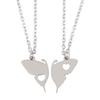 2Pcs Stainless Steel for Butterfly Pendant Necklace European American Personality Friendship Card Heart-shaped Necklace