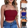 Women Sexy Solid Color Strapless Cropped Mini Bustier Slim Elastic Tube Top