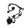 Dark Style Flower Ear Hooks Metallic Jewelry For Female Fashion