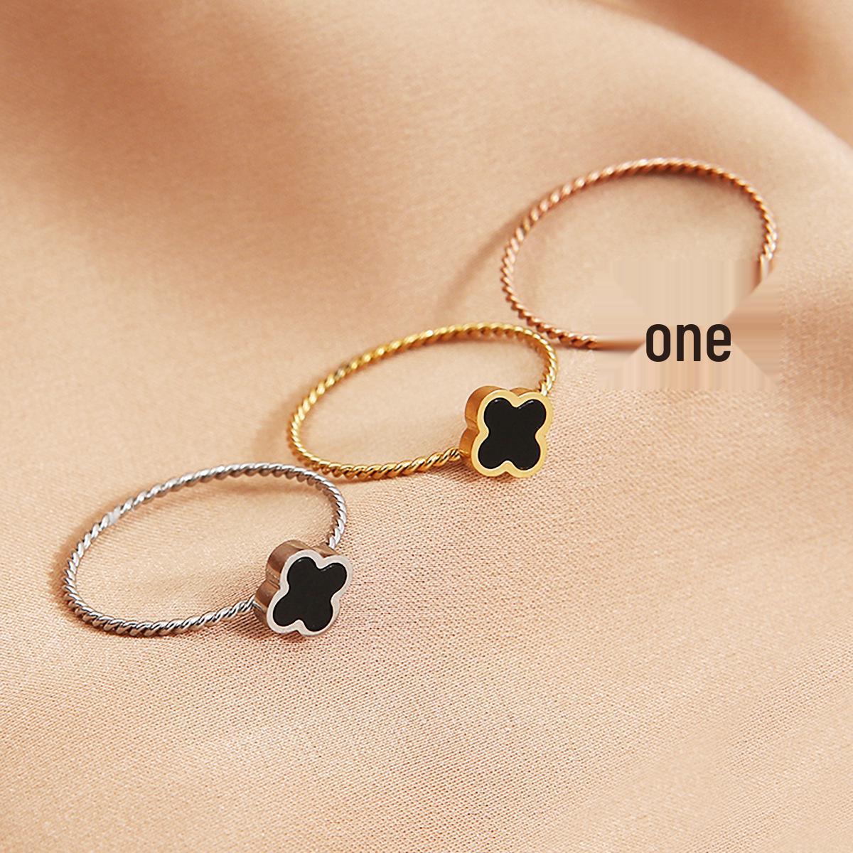 

Кольцо из титановой стали с четырехлистным клевером в стиле Мори для женщин – Простое, не тускнеющее, студенческое украшение в корейском стиле. US Size 10