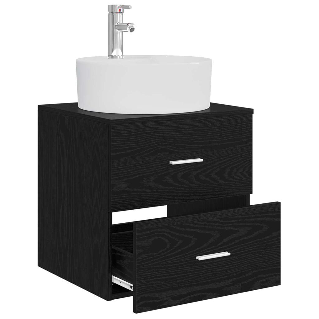 Wall Mounted Washstand In Black Oak 49.5 X 44.5 X 65 Cm