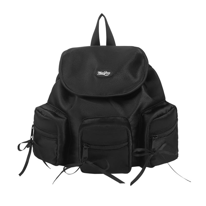 Женский клетчатый рюкзак для школьников чёрный