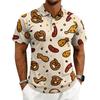 Men's Casual Printed Polo Shirt Short Sleeve Turn Down Collar Button Up Top with Graphic Pattern for Everyday Wear