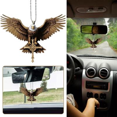 Eagle Cross Car Rearview Mirror Ornament Hanging Ornaments Accessories Gift Interior Toy Christmas Adorns Decoration Car Q6X8