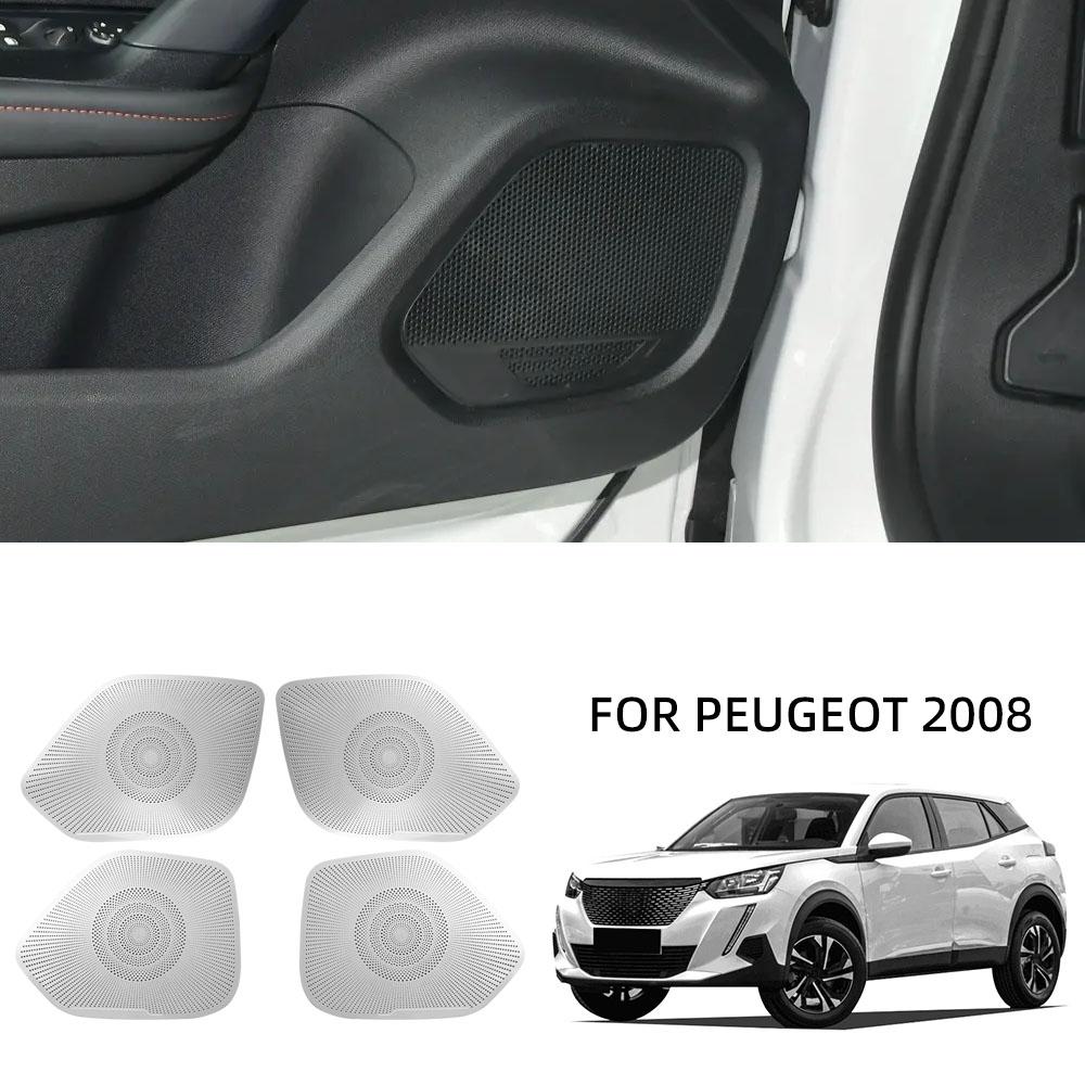 4pcs for Peugeot 2008 2019-2023 E2008 2020-2022 Door Audio Speaker Cover Trim Handle Loudspeaker Panel Stickers Auto Accessories