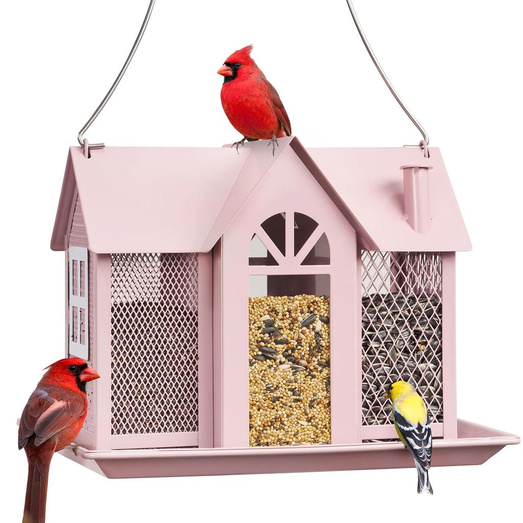 Garden Yard Hanging Bird Feeder Metal House Design Squirrel Proof Hummingbird Feeder