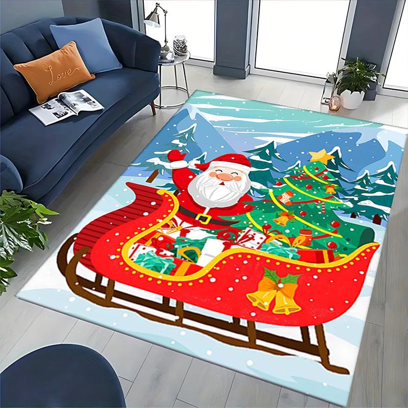 Christmas Santa Claus Chair Mat - Anime Cartoon Design, Non-Slip Rug for Office, Home Decor, Living Room, Bedroom, Game Room & Dormitory Carpet, Festi