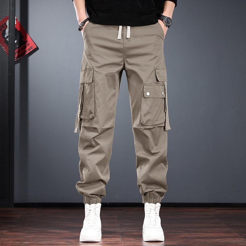 Black Overalls Men's Spring and Autumn Loose Tied Harlan Pants New Fashion Drawstring French Casual Pants Tide