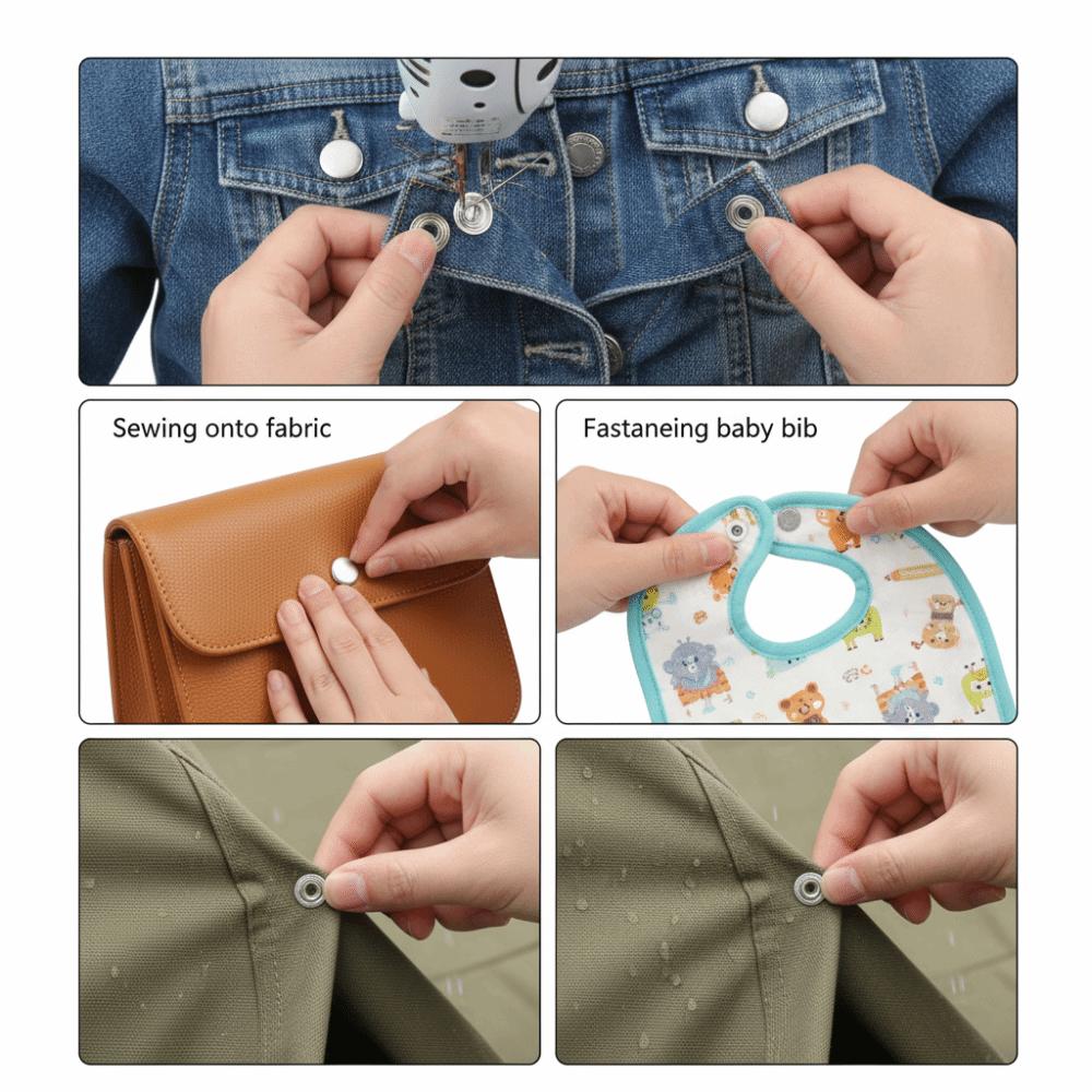 200pcs 9.5MM Size Hollow Prong Snap Button Silver Color Metal Snap Button Sewing Projects