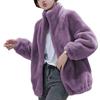 Women Coat Solid Color Double-Sided Velvet Coat with Pockets Warm Long-Sleeved Autumn Winter Outerwear