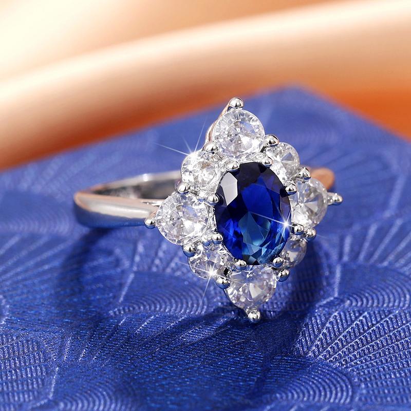 

Huitan Vintage Blue Cubic Zirconia Rings for Women Sparkling Wedding Bands Accessories Lady s Rings Anniversary Party Zircon 10
